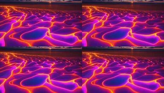 沙滩荧光特效夜景高清在线视频素材下载