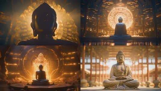 巨大威严的佛像 寺庙 庙宇 佛教 如来高清在线视频素材下载