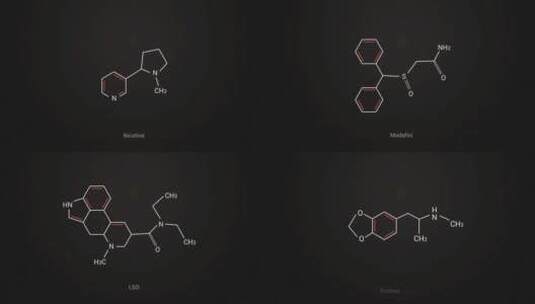 化学结构药物咖啡因药物AE模板高清AE视频素材下载