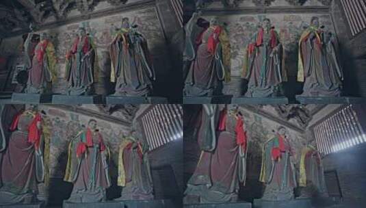 榆次老城城隍庙塑像壁画彩绘特写高清在线视频素材下载