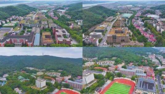 湖南大学学校校园风景航拍长沙岳麓区城市地高清在线视频素材下载