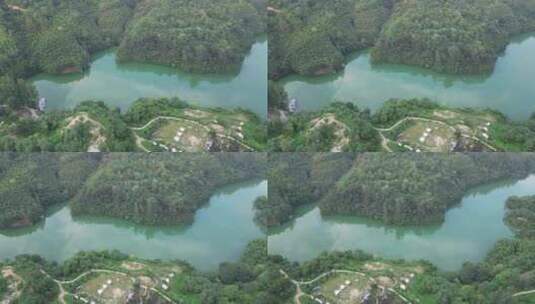 西安白鹿原鲸鱼沟碧水粼粼微波荡漾湖水高清在线视频素材下载