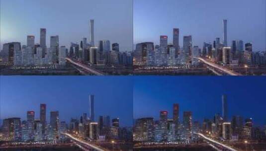 4K延时-北京CBD-亮灯高清在线视频素材下载