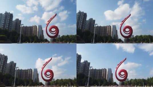 延时濮阳龙城广场龙雕塑高清在线视频素材下载