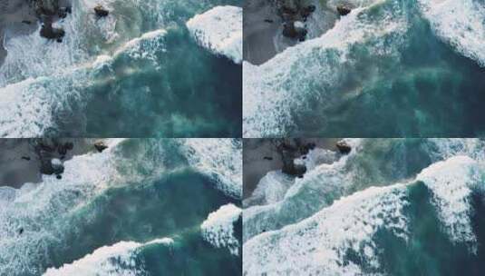 巨浪冲向海岸航拍高清在线视频素材下载