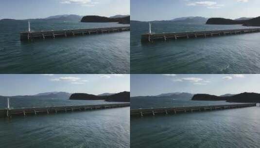 海湾建造的防波堤高清在线视频素材下载