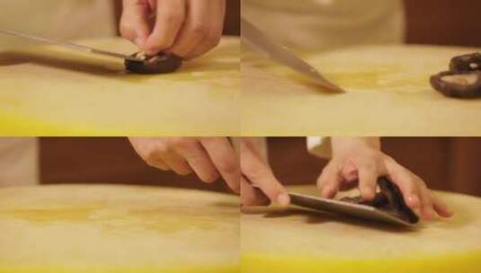 厨师切香菇 (3)高清在线视频素材下载
