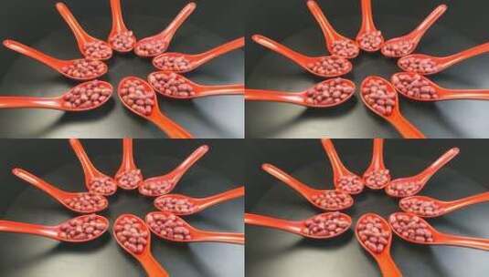 实拍红皮红衣花生米特写旋转静物展示视频素材高清在线视频素材下载