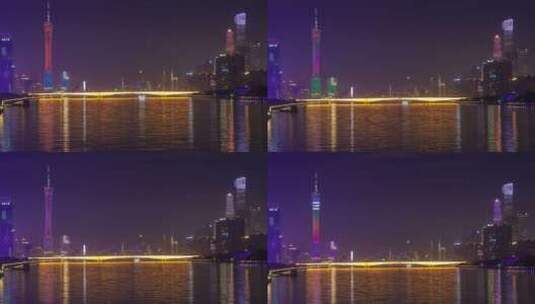 广州夜间城市景观交通延时高清在线视频素材下载