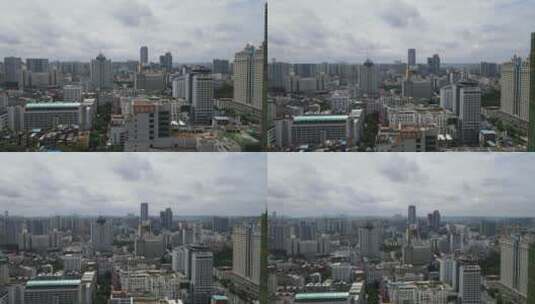 广西南宁朝阳路商业圈高楼建筑航拍高清在线视频素材下载