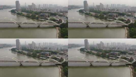 航拍城市河流交通桥梁高清在线视频素材下载