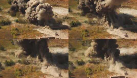 村庄大规模爆炸场景高清在线视频素材下载