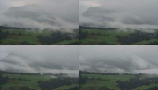 乡村山脉的雾天延时高清在线视频素材下载