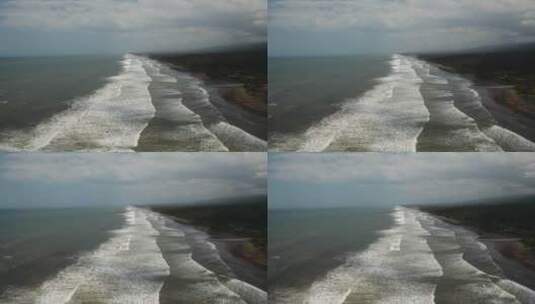 海滩暴风雨天气下的波浪高清在线视频素材下载