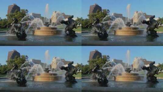 市中心的喷泉高清在线视频素材下载