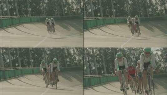 自行车手在赛道上比赛高清在线视频素材下载
