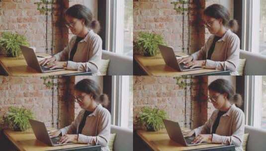 女人正在电脑上打字高清在线视频素材下载