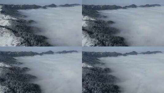 航拍湖北神农架风景区冬季雪山冰雪风光雪景高清在线视频素材下载