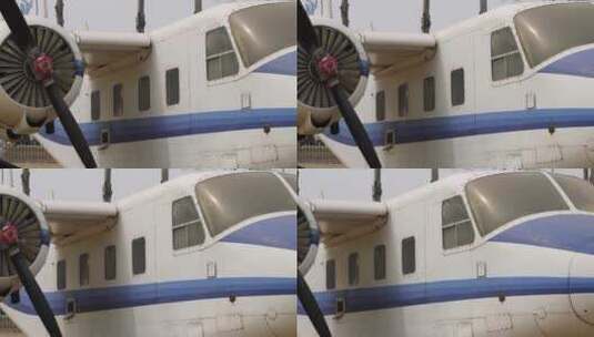 私人飞机窗户舱门螺旋桨高清在线视频素材下载