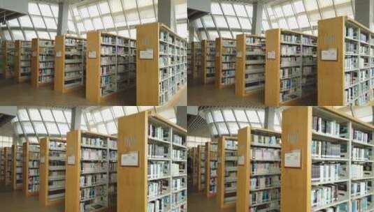 图书馆书架阅览室高清在线视频素材下载