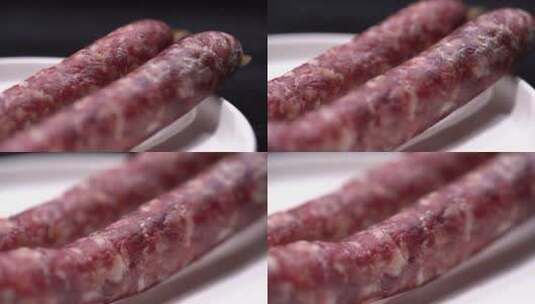 微距解剖香肠肉质腊肠熏肉高清在线视频素材下载