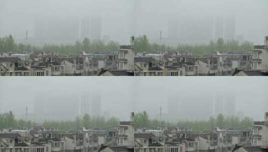 上海映象，高端小区春天雨季景观高清在线视频素材下载