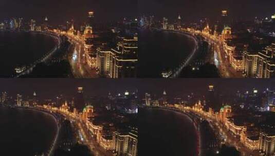 上海外滩万国建筑群航拍高清在线视频素材下载