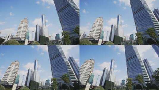 上海浦东陆家嘴金融中心玻璃幕墙现代建筑高清在线视频素材下载