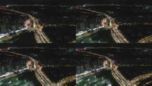 泉州夜景航拍500米高空航拍4K视频晋江夜晚高清在线视频素材下载