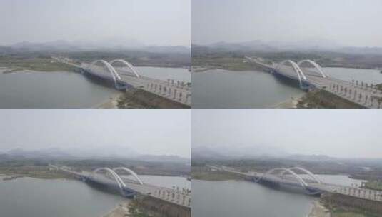 湖边江边桥航拍高清在线视频素材下载