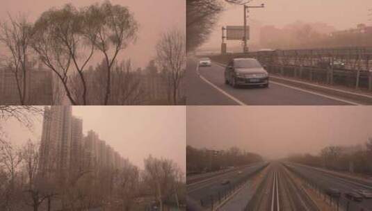 北京雾霾沙尘暴pm2.5环保问题高清在线视频素材下载