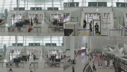 深圳宝安国际机场航拍 机场安检高清在线视频素材下载