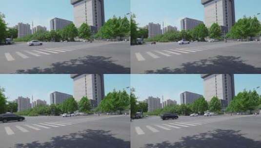 实拍高清城市街道十字路口红绿灯高清在线视频素材下载