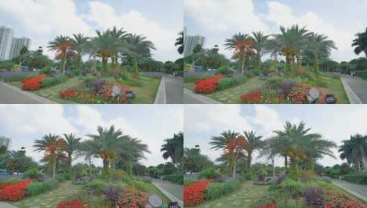 公园春天花坛唯美园艺造型花园秘境高清在线视频素材下载