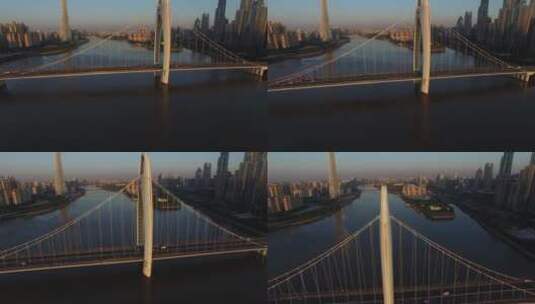 广州夕阳下的猎德大桥高清在线视频素材下载