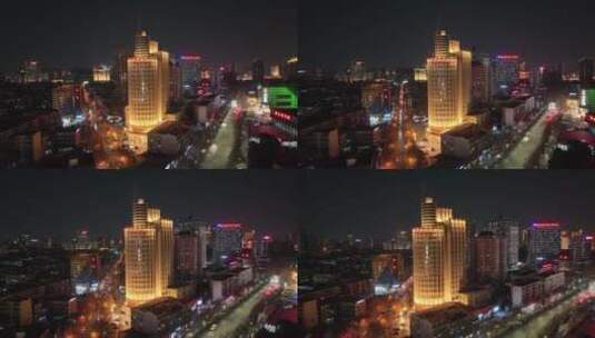 郑州会展中心大玉米CBD航拍二七塔夜景街道高清在线视频素材下载
