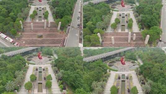 台州椒江大桥体育公园航拍高清在线视频素材下载