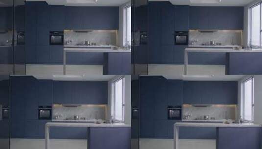 欧式简约深蓝厨房高清在线视频素材下载
