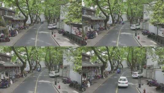 航拍中国杭州夏日万松岭路车流交通高清在线视频素材下载
