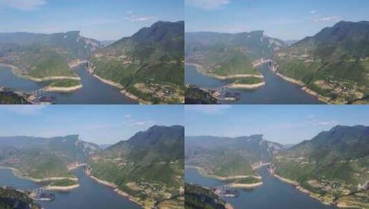 长江三峡游览胜地之夔门与白帝城航拍高清在线视频素材下载