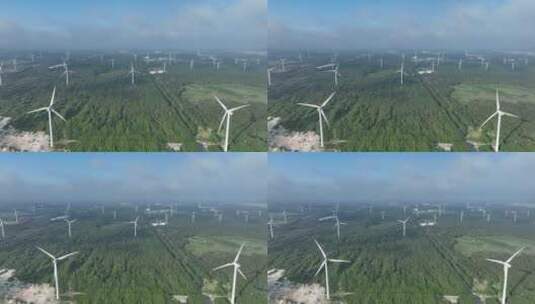 航拍海边山顶风力发电机组高清在线视频素材下载