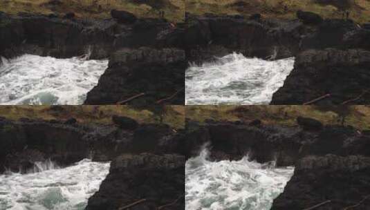 海浪拍打海岸景观高清在线视频素材下载