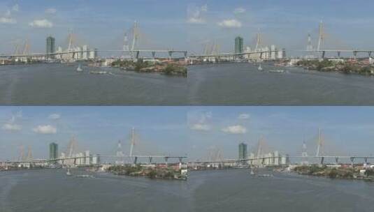 航拍的大桥景观高清在线视频素材下载