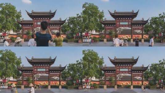 南京夫子庙景区天下文枢牌坊延时高清在线视频素材下载