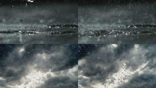 下雨雨水特写和仰视镜头高清在线视频素材下载