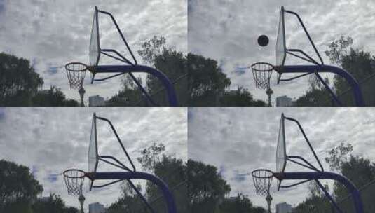 在篮球场上练习投篮高清在线视频素材下载