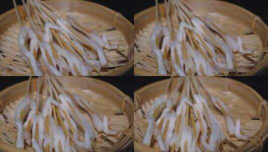 黄喉板筋串小串肉串钵钵鸡炸串烤串美食高清在线视频素材下载
