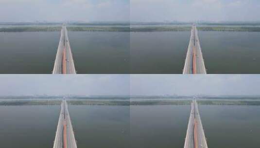 湖北襄阳汉江东津大桥航拍高清在线视频素材下载