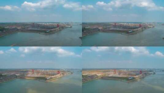 4K广西桂平大藤峡水电站航拍延时高清在线视频素材下载