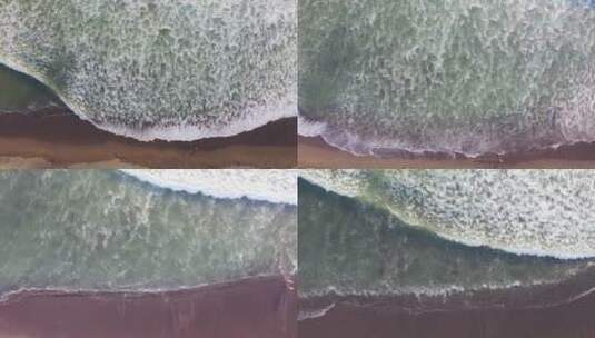航拍海浪冲击沙滩高清在线视频素材下载